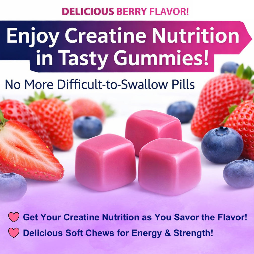 Creatine Monohydrate Gummies, 5 Grams Per Serving, Sugar-free Creatine Gummies, Suitable For Workouts, Strength, Cognitive Health, And Muscle Support, Gluten-free, Berry-enhanced, 36 Gummies.