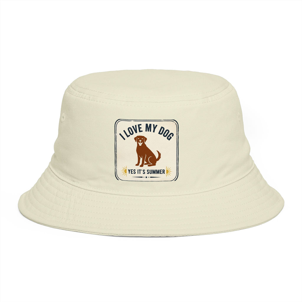 I Love My Dog Bucket Hat — Vintage Dog Patch Summer Pet Lover Hat