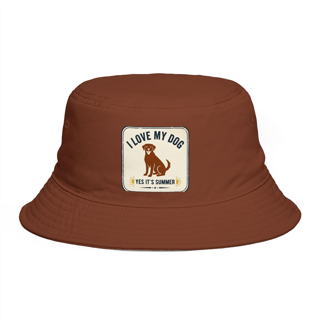 I Love My Dog Bucket Hat — Vintage Dog Patch Summer Pet Lover Hat