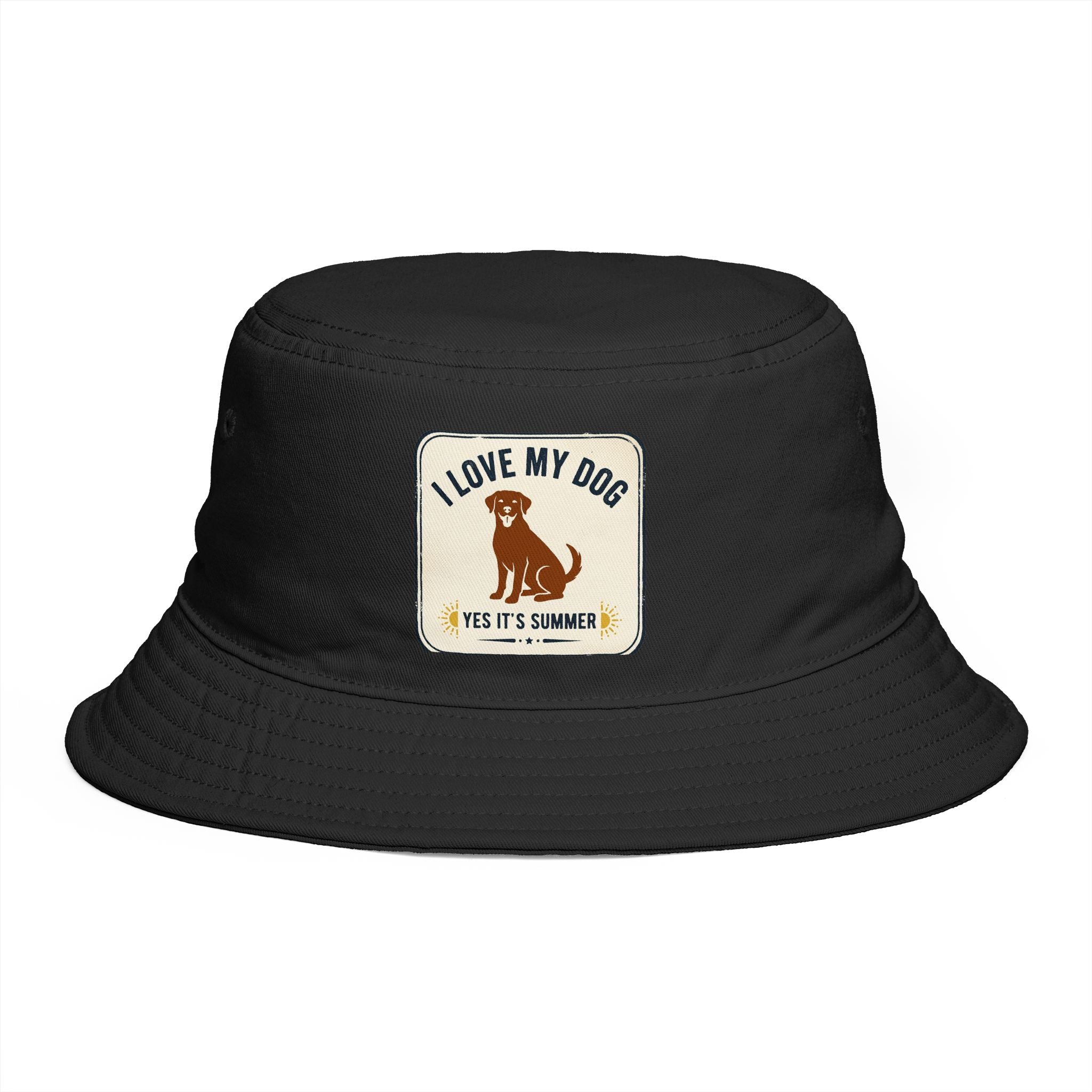 I Love My Dog Bucket Hat — Vintage Dog Patch Summer Pet Lover Hat