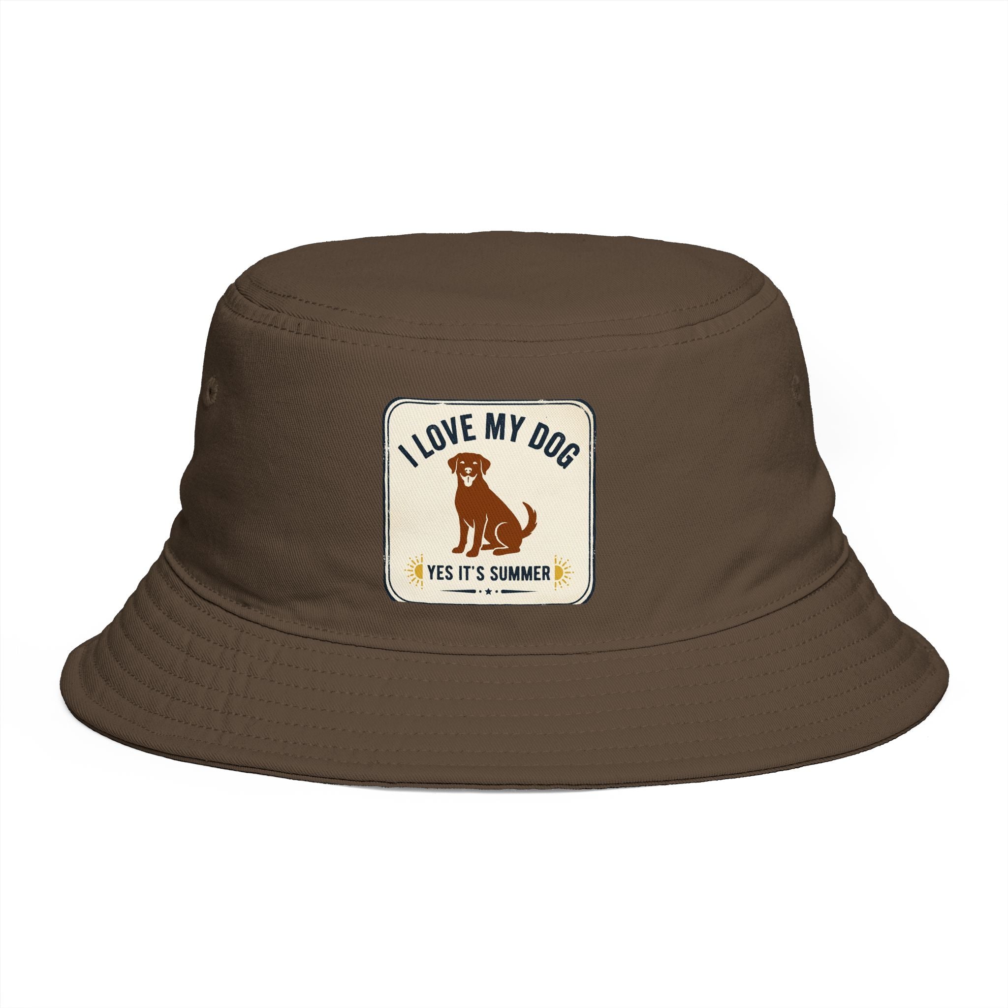 I Love My Dog Bucket Hat — Vintage Dog Patch Summer Pet Lover Hat
