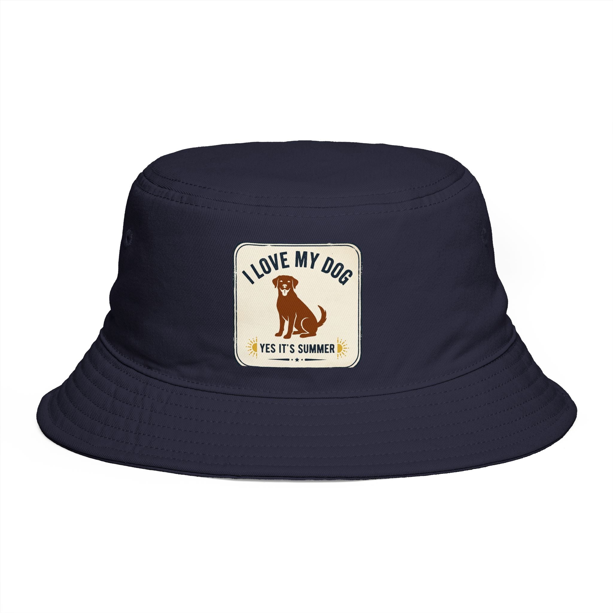 I Love My Dog Bucket Hat — Vintage Dog Patch Summer Pet Lover Hat