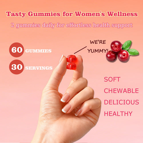 Cranberry Probiotic Gummies  Targets Body Odor, Women's Health, And PH Balance  Vegan 60 Gummies Per Pack