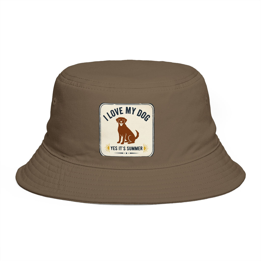 I Love My Dog Bucket Hat — Vintage Dog Patch Summer Pet Lover Hat
