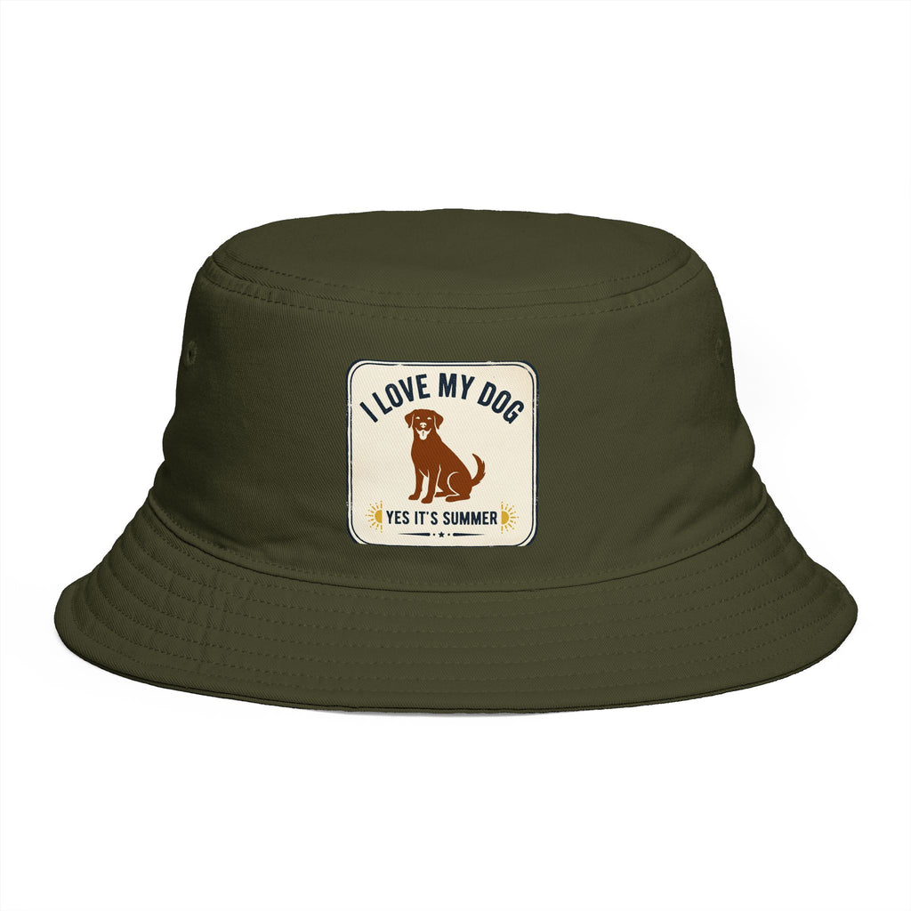 I Love My Dog Bucket Hat — Vintage Dog Patch Summer Pet Lover Hat