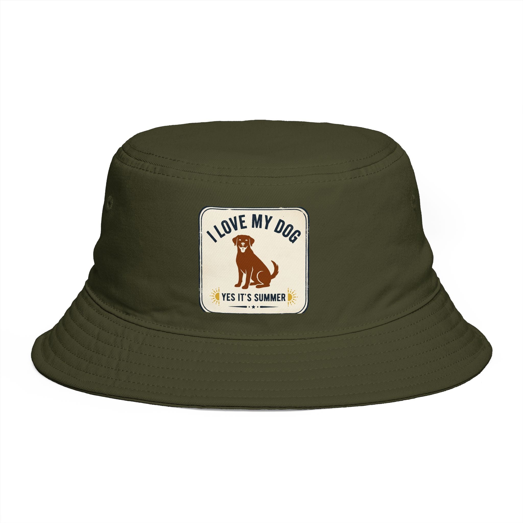 I Love My Dog Bucket Hat — Vintage Dog Patch Summer Pet Lover Hat