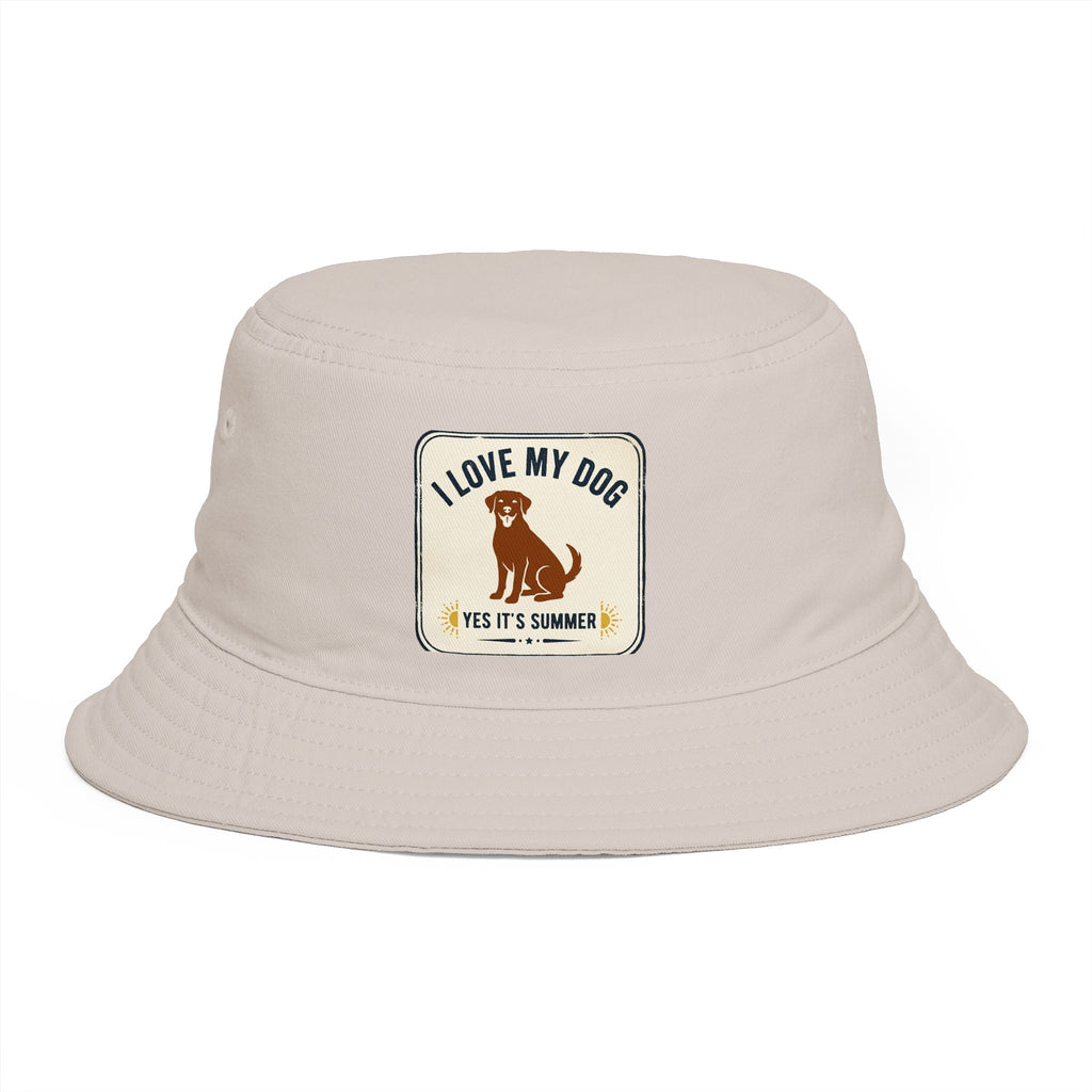 I Love My Dog Bucket Hat — Vintage Dog Patch Summer Pet Lover Hat