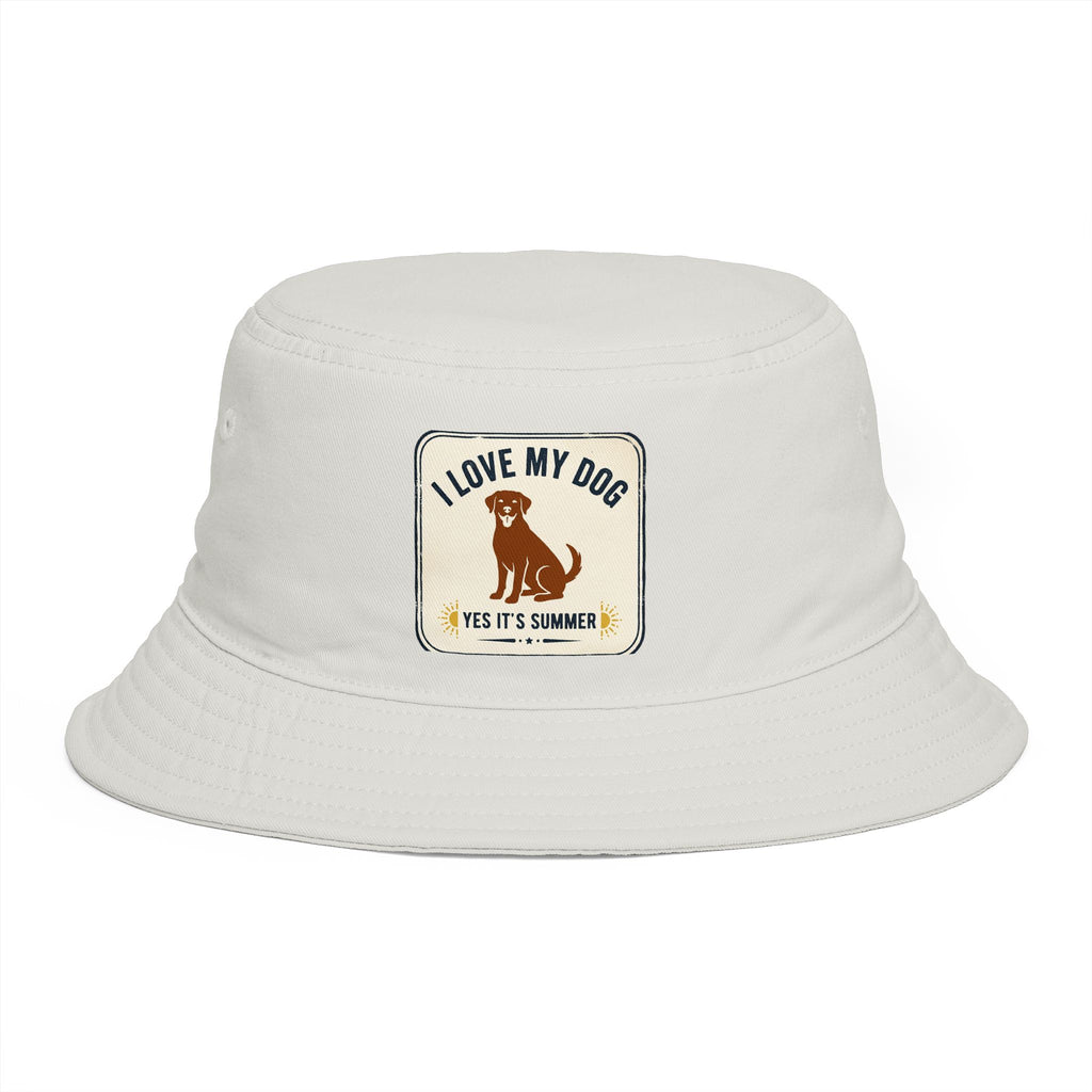 I Love My Dog Bucket Hat — Vintage Dog Patch Summer Pet Lover Hat