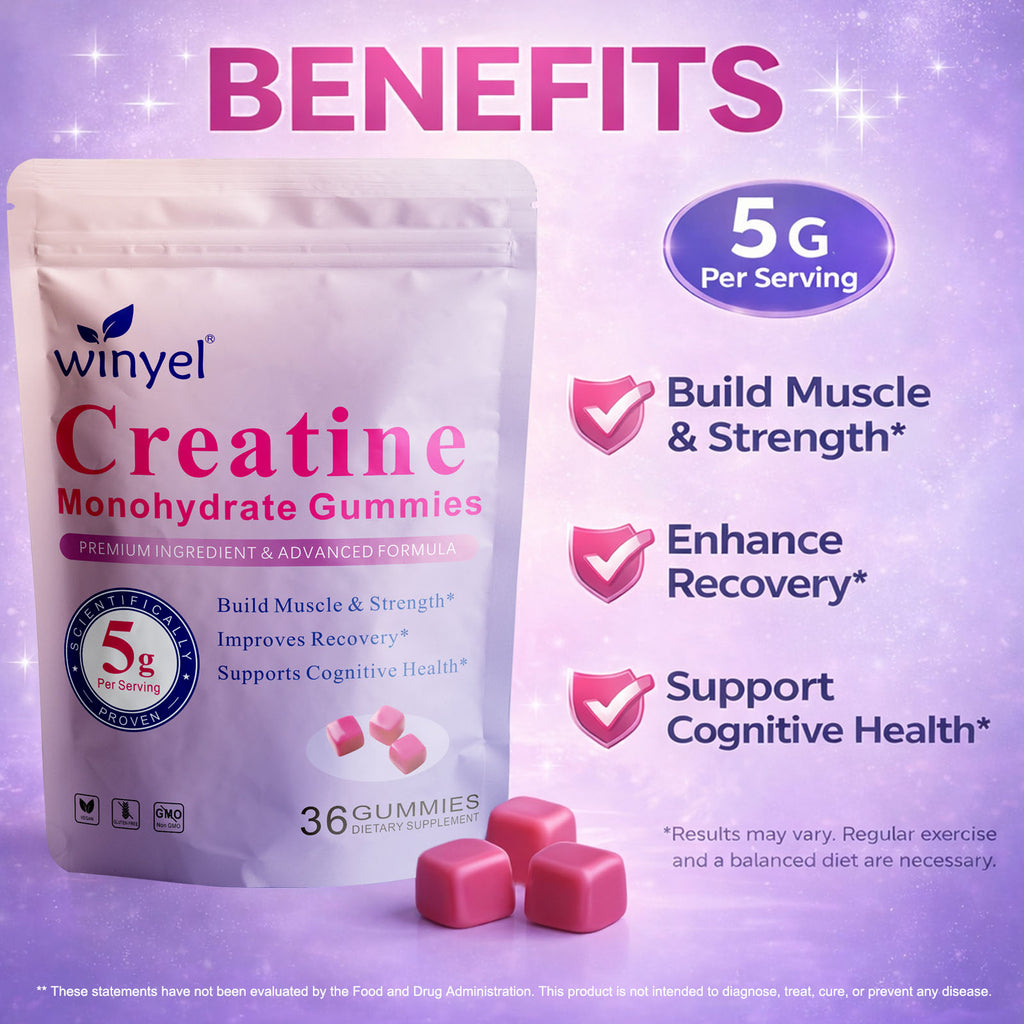Creatine Monohydrate Gummies, 5 Grams Per Serving, Sugar-free Creatine Gummies, Suitable For Workouts, Strength, Cognitive Health, And Muscle Support, Gluten-free, Berry-enhanced, 36 Gummies.